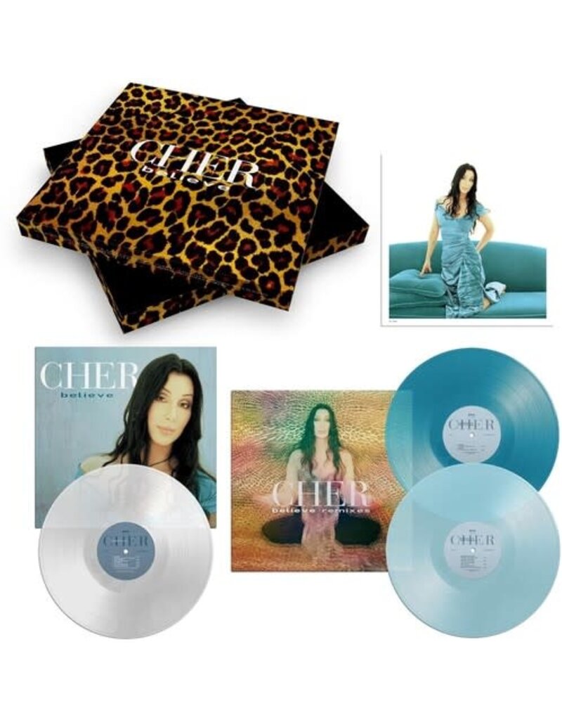 (LP) Cher - Believe: 25th Anniversary Deluxe Edition (3LP Box Set) Clear, Sea Blue & Light Blue Coloured