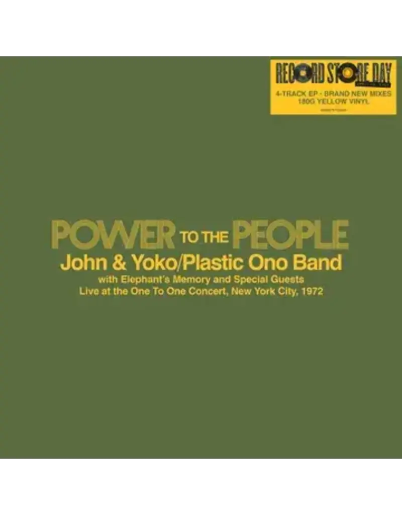 (LP) John & Yoko, The Plastic Ono Band, Elephant's Memory - Power To The People - Live at the One-To-One Concert, New York City, 1972 (EP) ( RSD25)