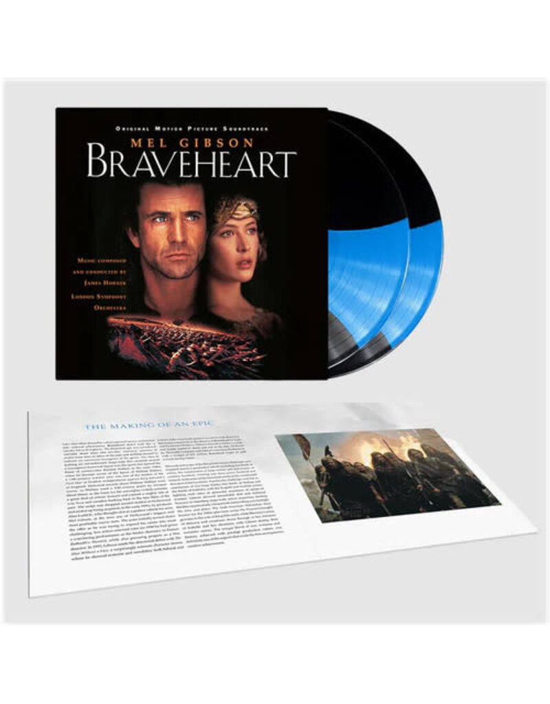(LP) James Horner & The London Symphony Orchestra - Braveheart (Original Motion Picture Score) (30th Anniversary Blue/Black Stripe Vinyl) [2LP]