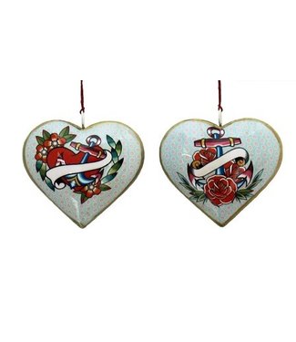 Ornament/ 4" Metal Heart Tattoo Anchor