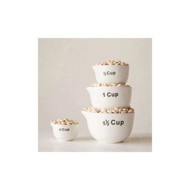 White  Stoneware Measuring Cups (Set of 4)
