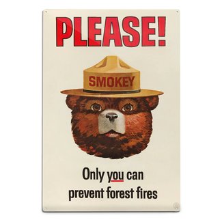 Lantern Press Metal Sign - Smokey the Bear