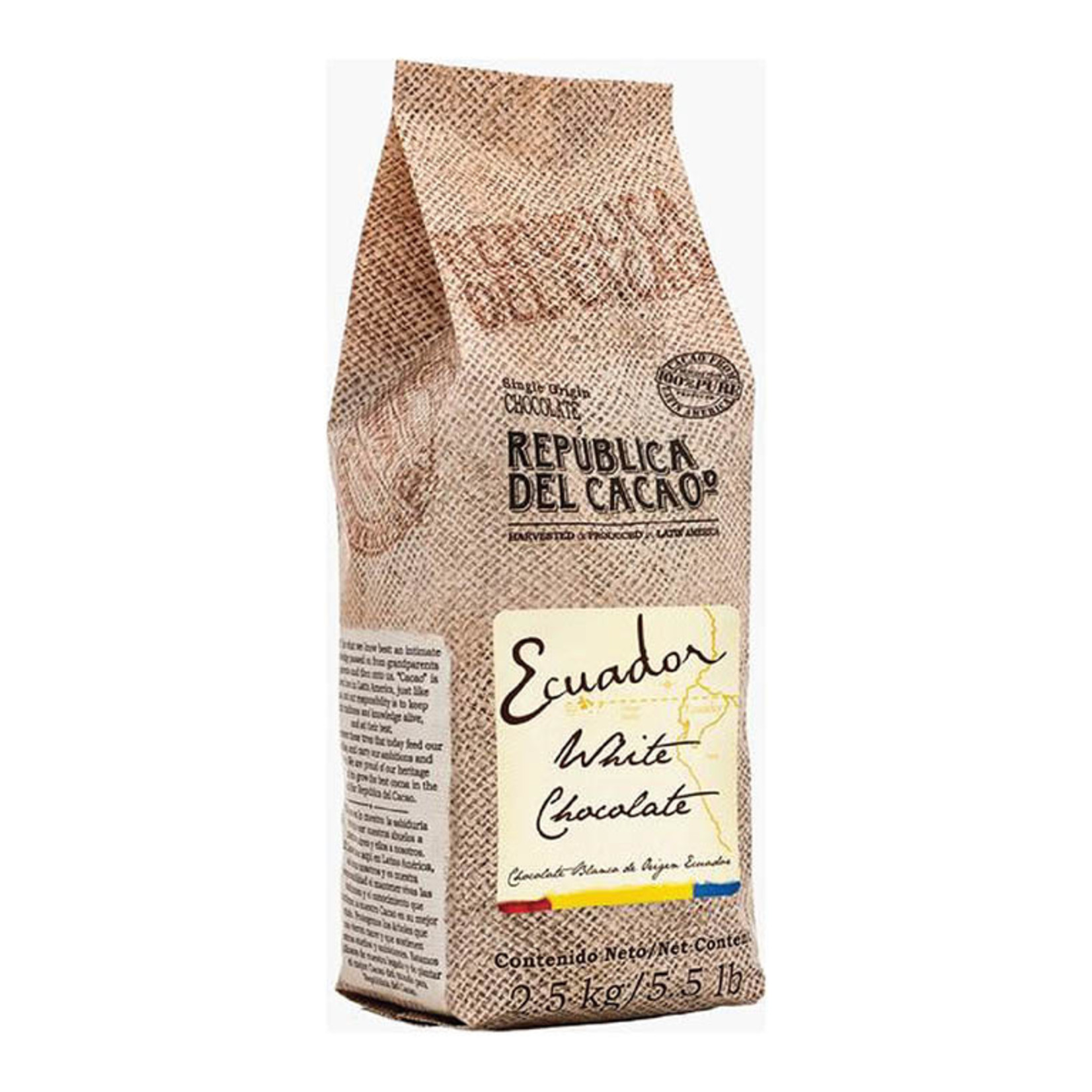 Republica de Cacao Ecuador White 31 Couverture 5.5lb Pastry Depot