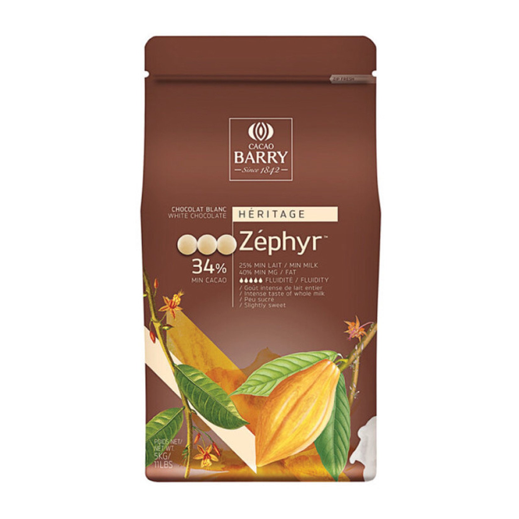 Cacao Barry Cacao Barry - Zephyr White Chocolate 34% - 5kg/11 lb, CHW-N34ZEPH-US-U77