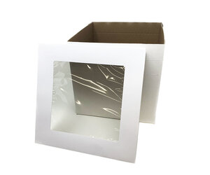 Enjay Cake box Corrugated w/window 12x12x12'' B-FB12-S - Pastry Depot