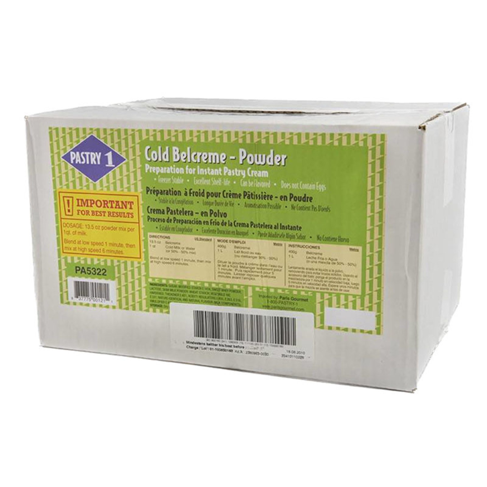 Pastry 1 Pastry 1 - Pastry cream mix, COLD process - 11 lb, PA5322