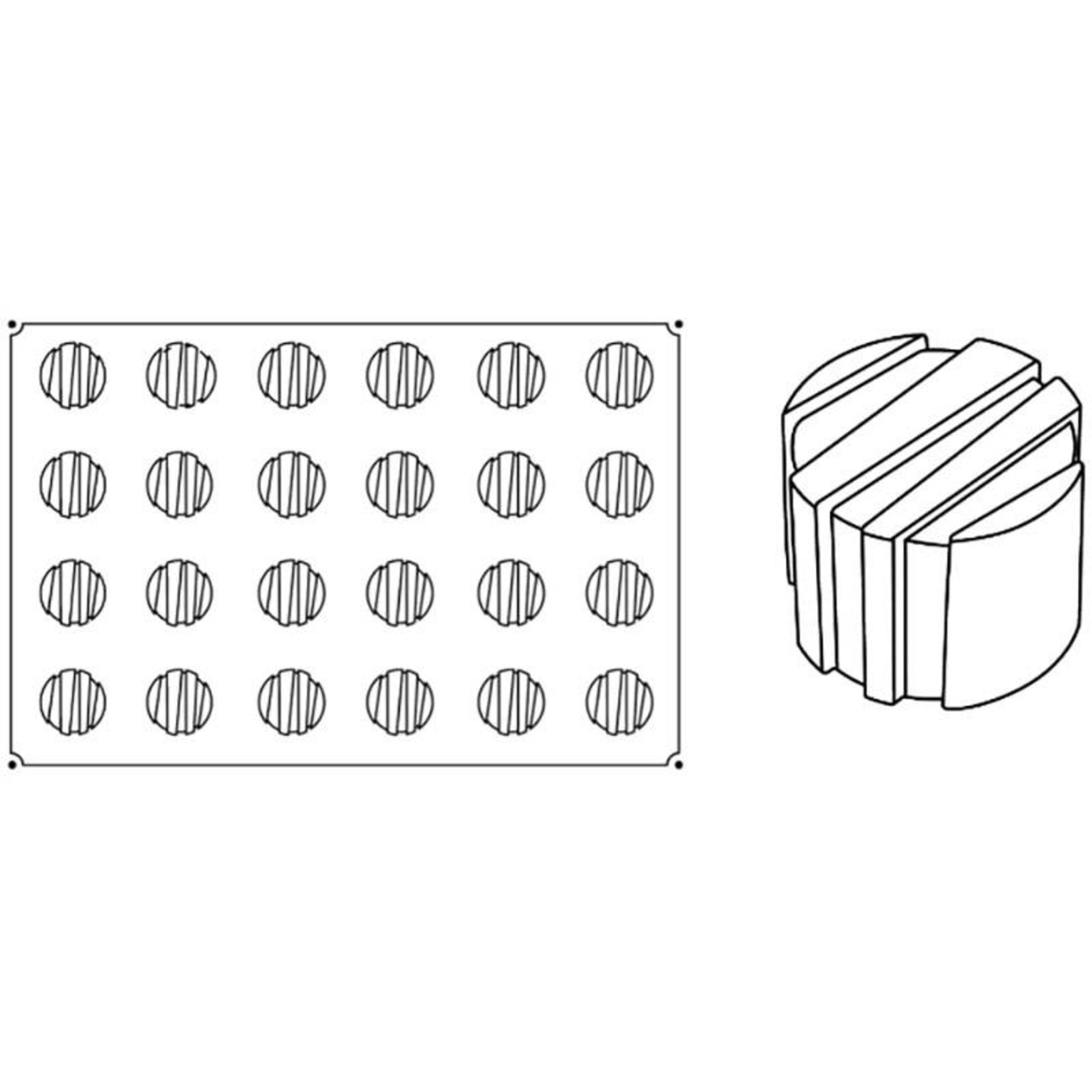 Pavoni Pavoni - Pavoflex silicone mold, Rigo, Monoporzione (24 cavity), PX019