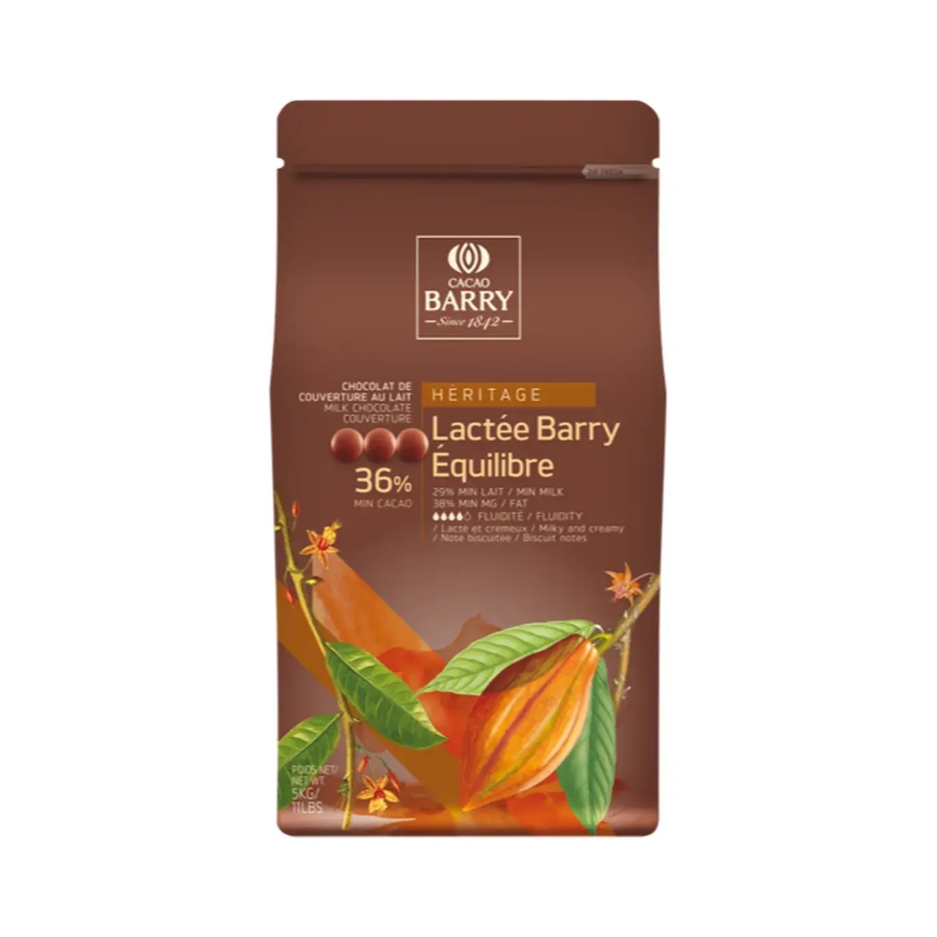 Cacao Barry Lactee Barry Equilibre Milk Chocolate 36% 11 lb