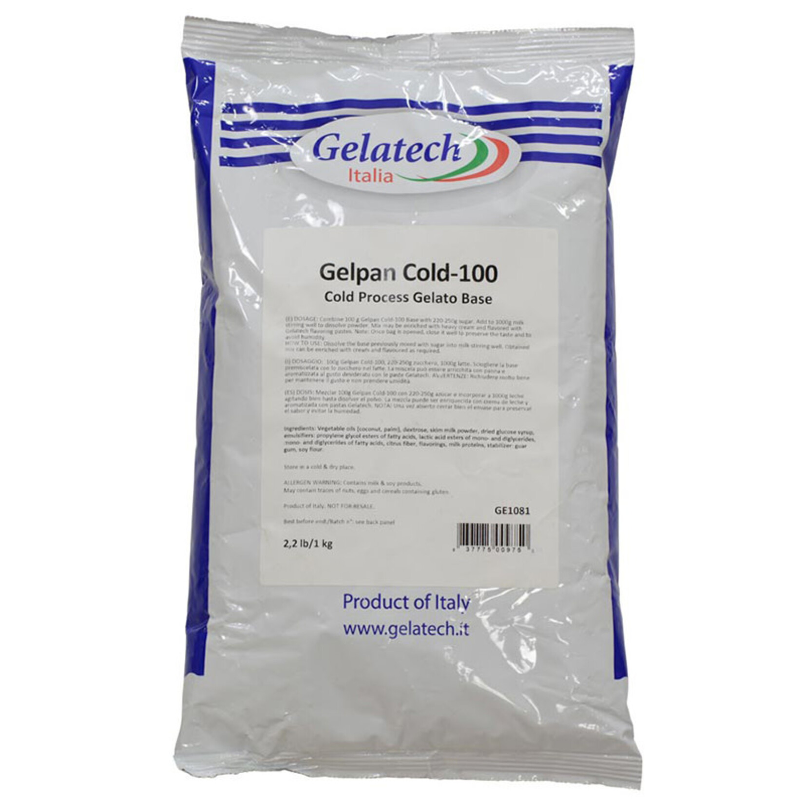 Gelatech Gelatech - Gelpan Cold-100 Cold Process Gelato Base - 2.2 lb