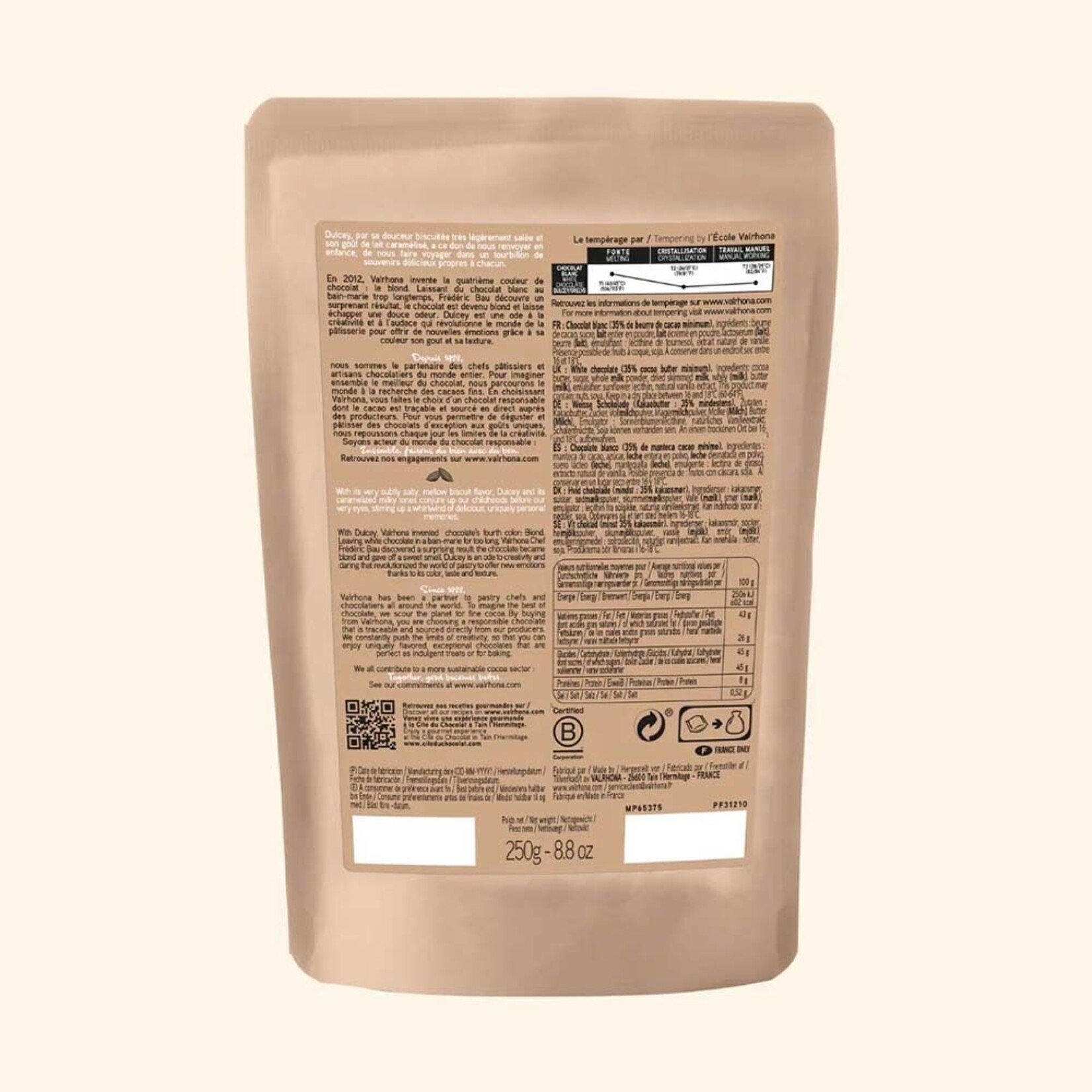 Valrhona Valrhona - Dulcey Blond Chocolate 35% - 250 g / 8.8 oz
