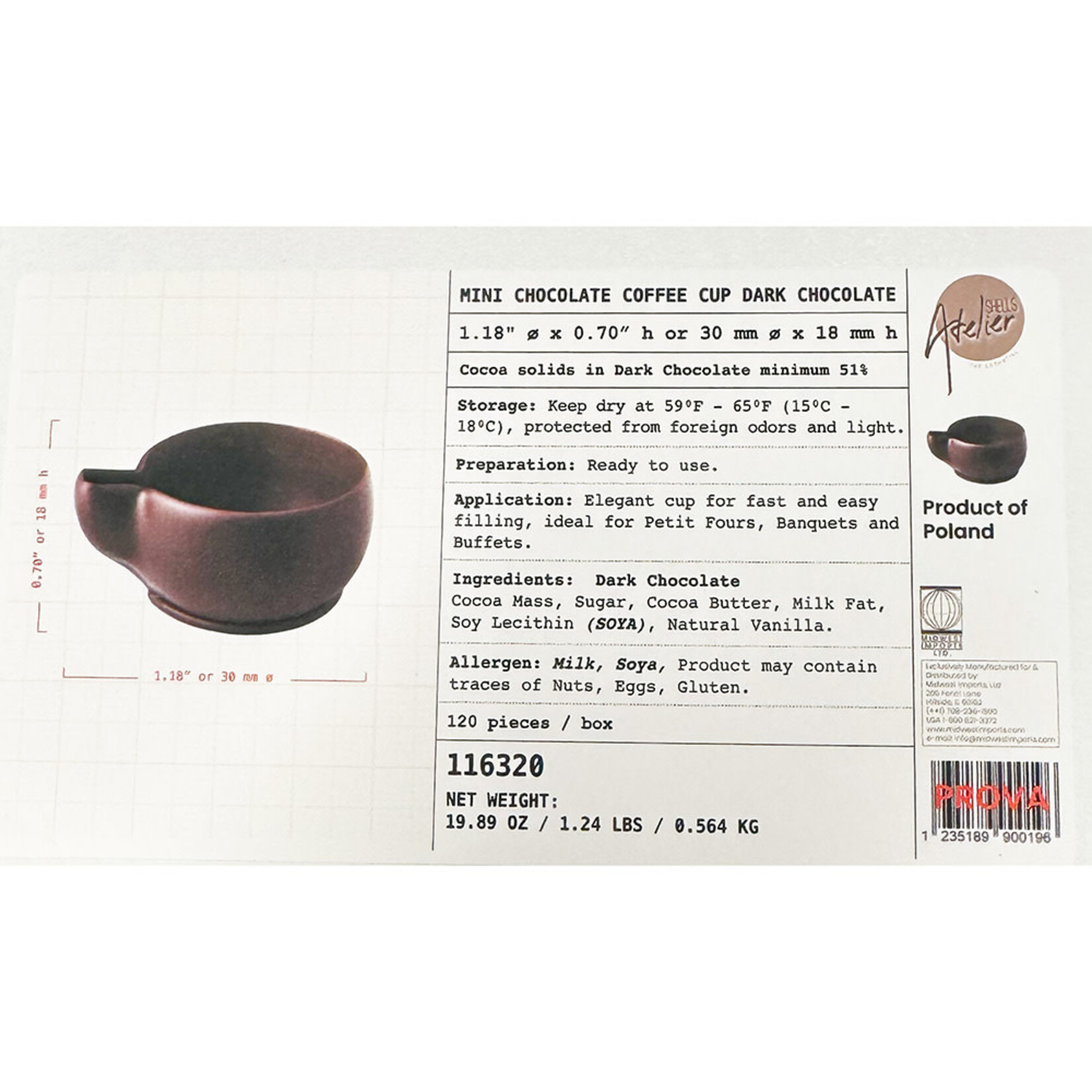 Atelier Atelier - Dark Chocolate Mini Coffee Cup - 1" (120 ct)