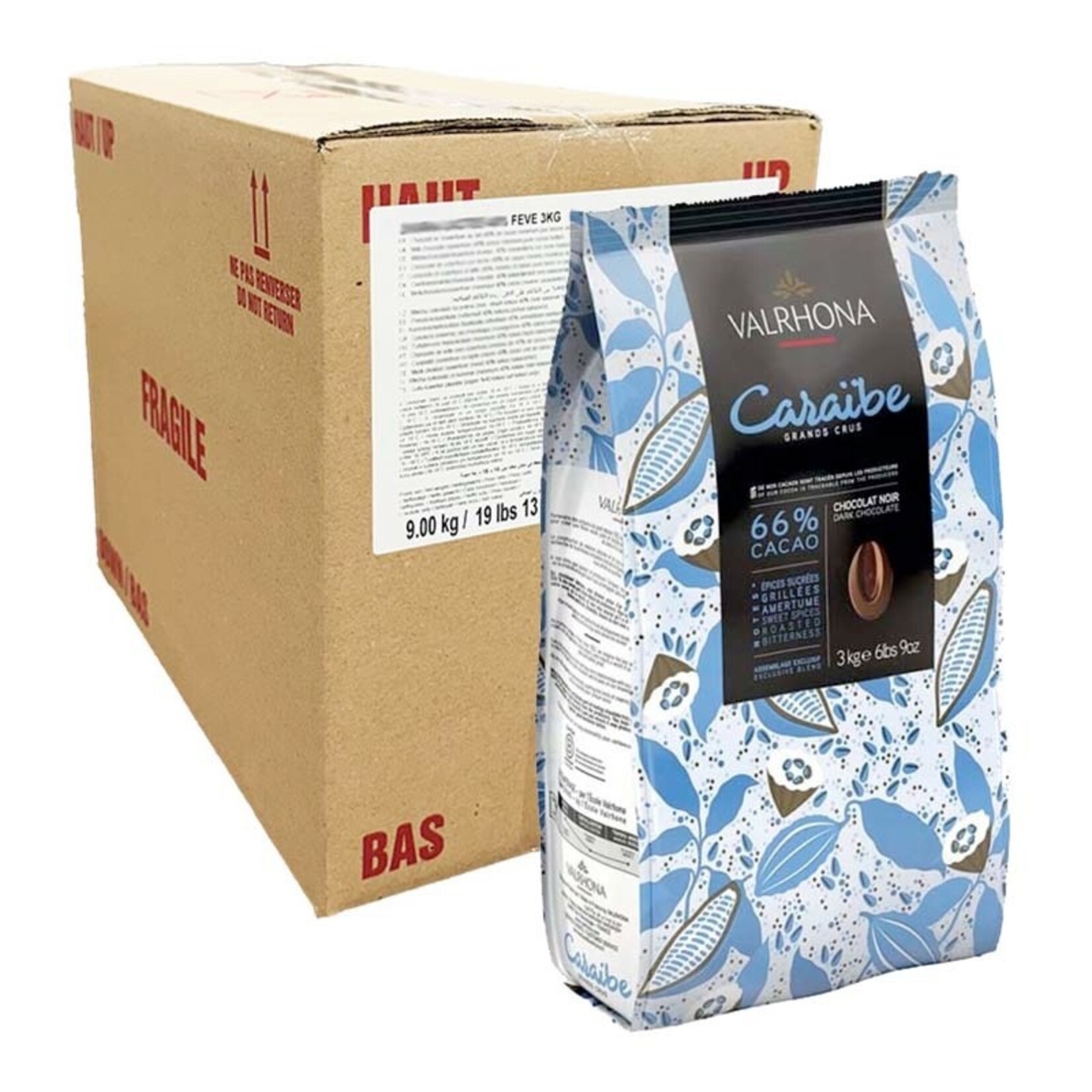 Valrhona Valrhona - Caraibe Dark Chocolate 66% - 6.6 lb (box of 3)