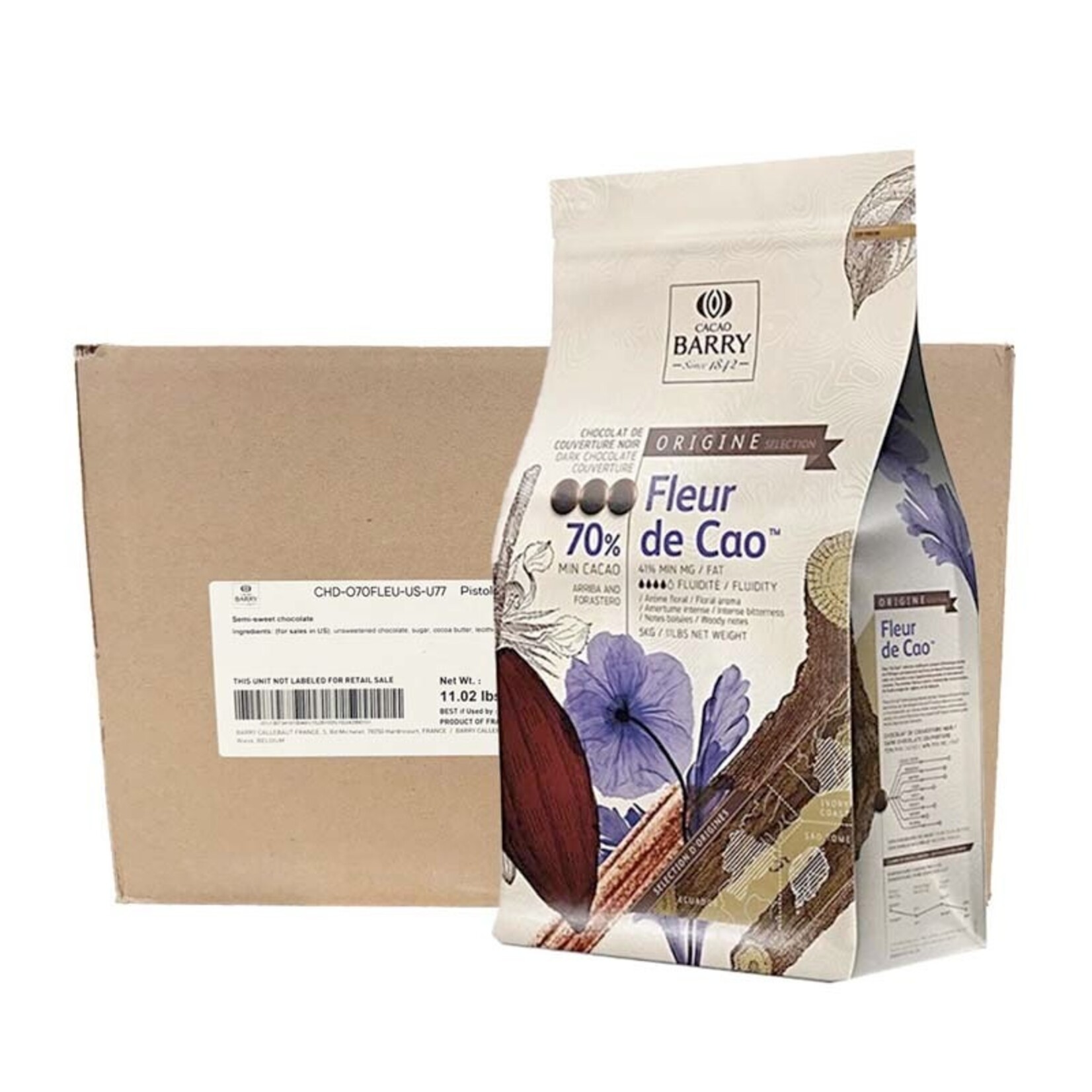 Cacao Barry Cacao Barry - Fleur de Cao Origin Dark Chocolate 70% - 11 lb (box of 4)