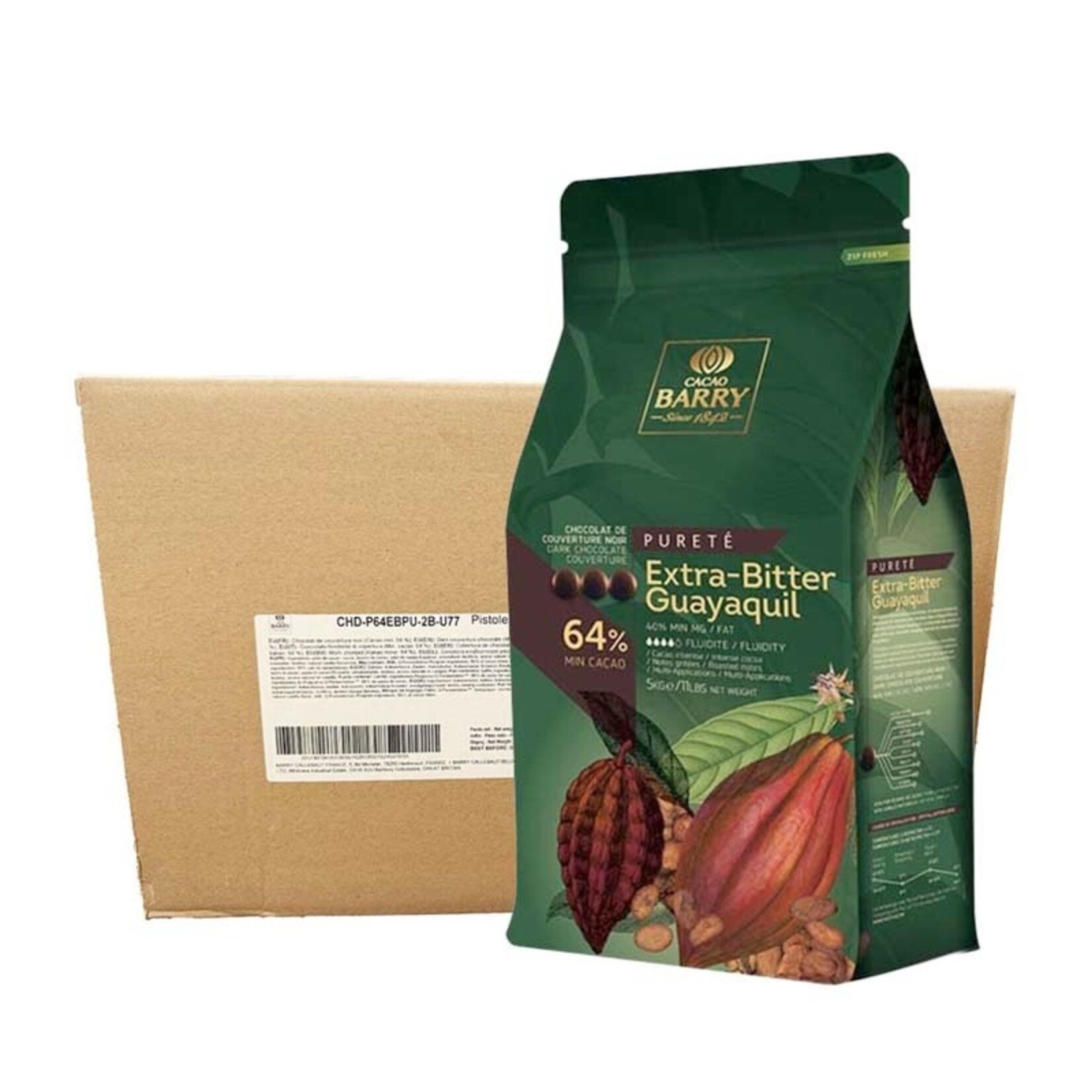 Cacao Barry Cacao Barry - Guayaquil Dark Chocolate 64% - 11 lb (box of 4)