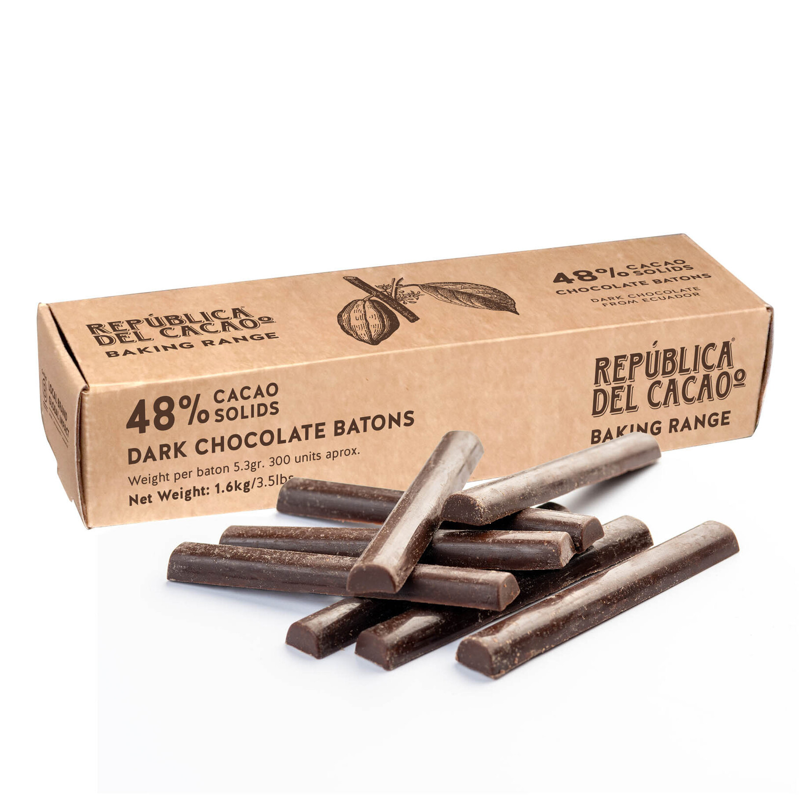Republica del Cacao Republica del Cacao - Chocolate Batons 48% (300 ct) (box of 6)
