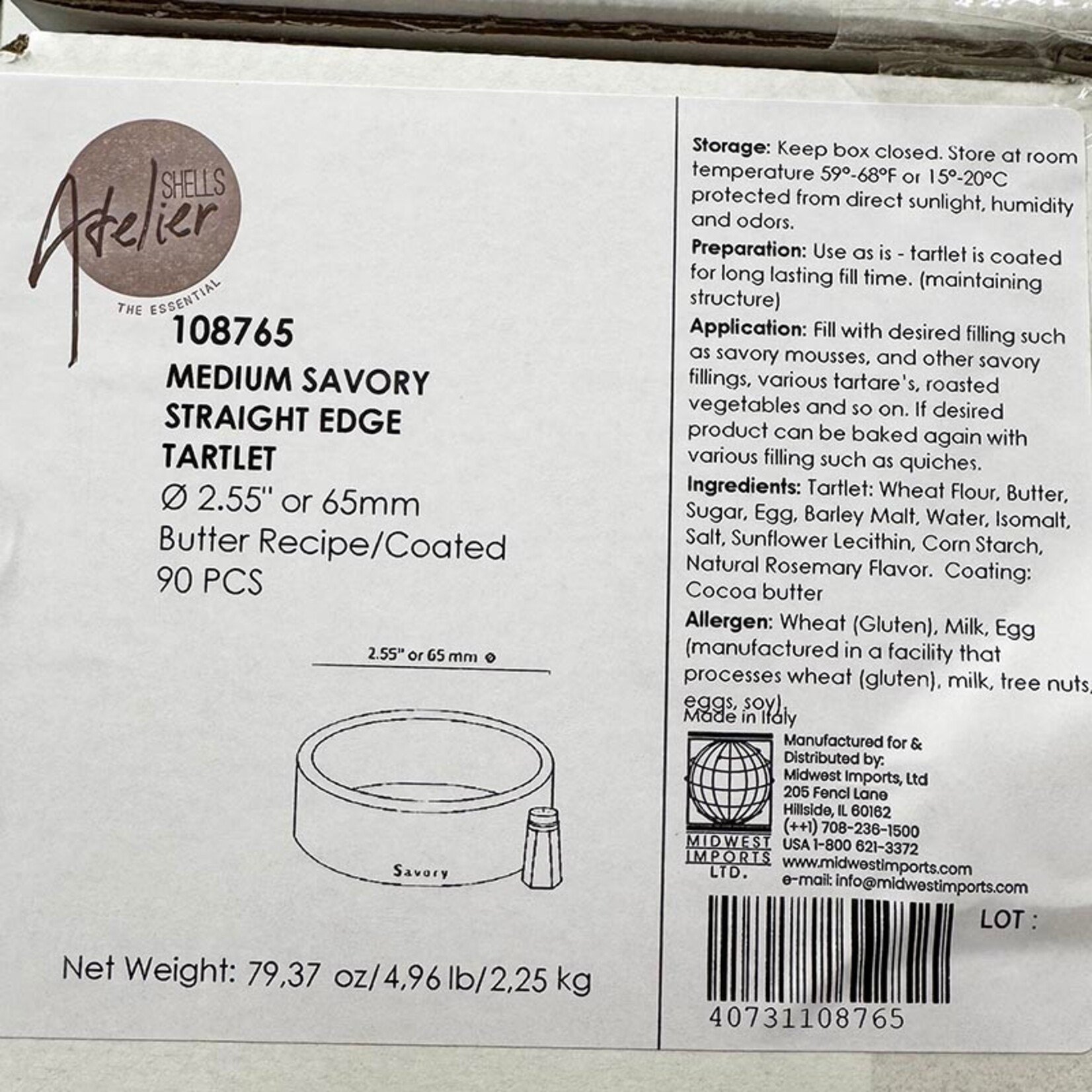 Atelier Atelier - Savory Round Tart Shell - 2.55" (90 ct)