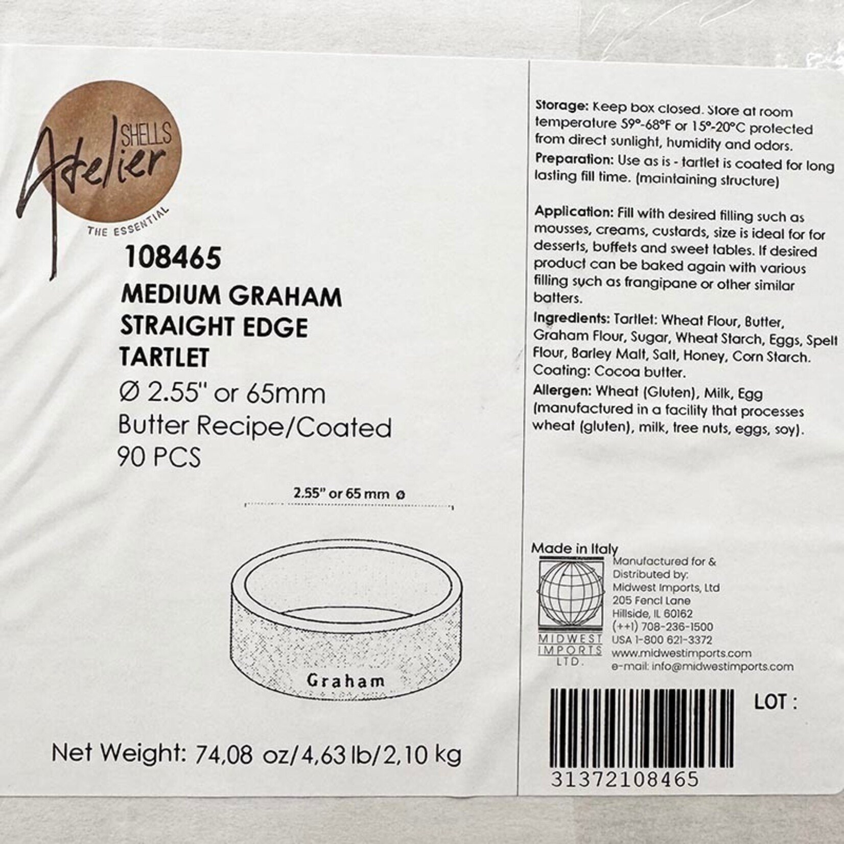 Atelier Atelier - Graham Round Tart Shell - 2.55"  (90 ct)