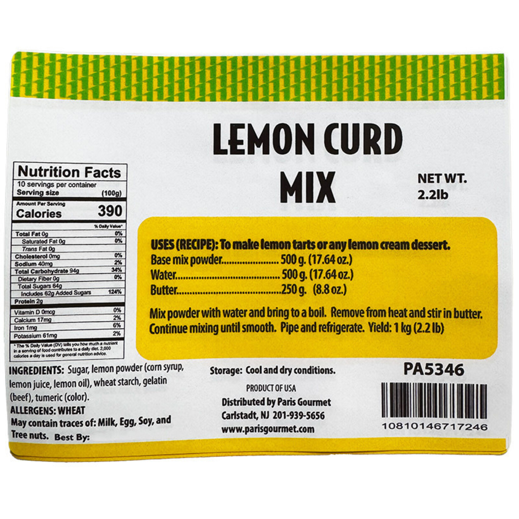 Pastry 1 Pastry 1 - Lemon Curd Mix - 2.2 lb (box of 5)