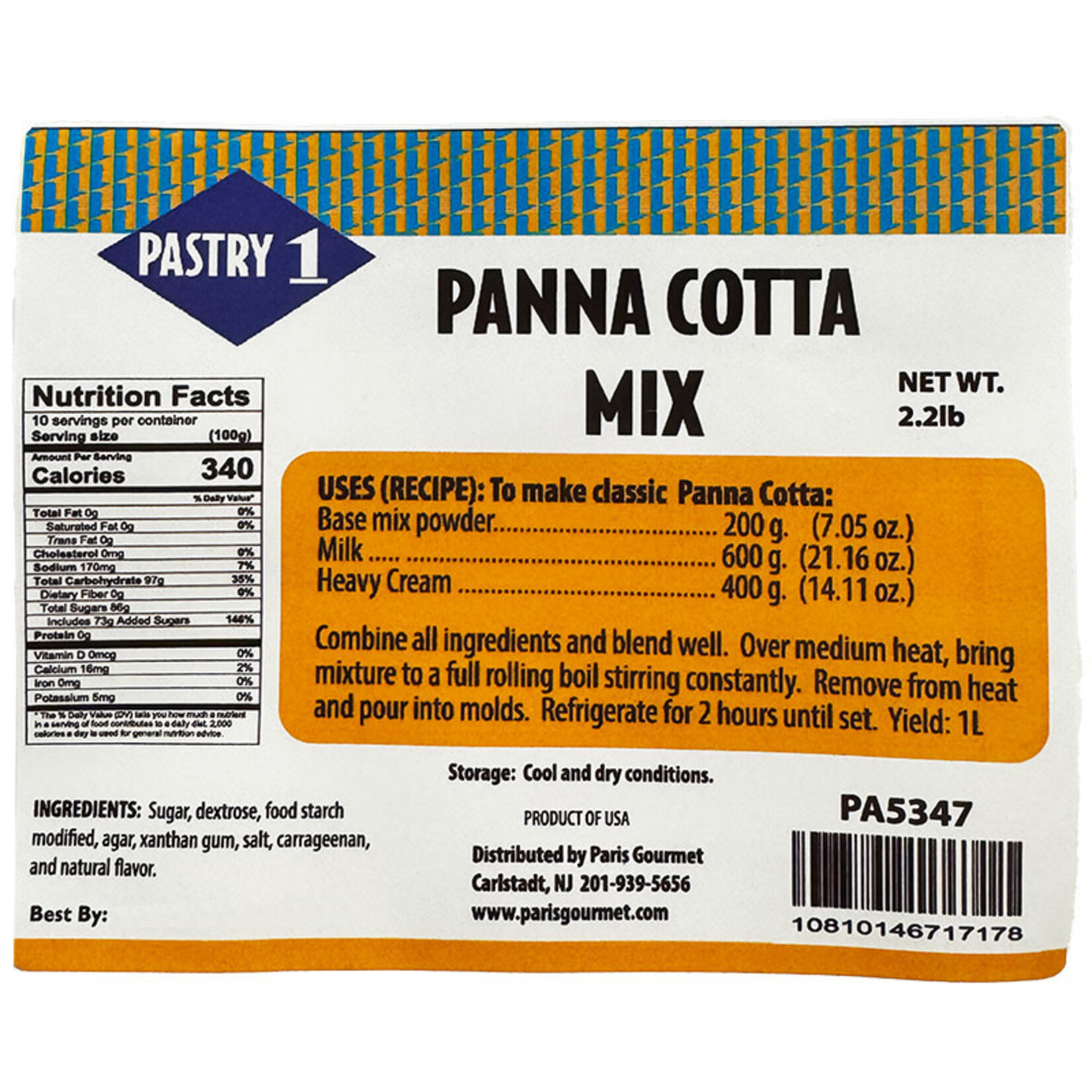 Pastry 1 Pastry 1 - Panna Cotta Mix - 2.2 lb