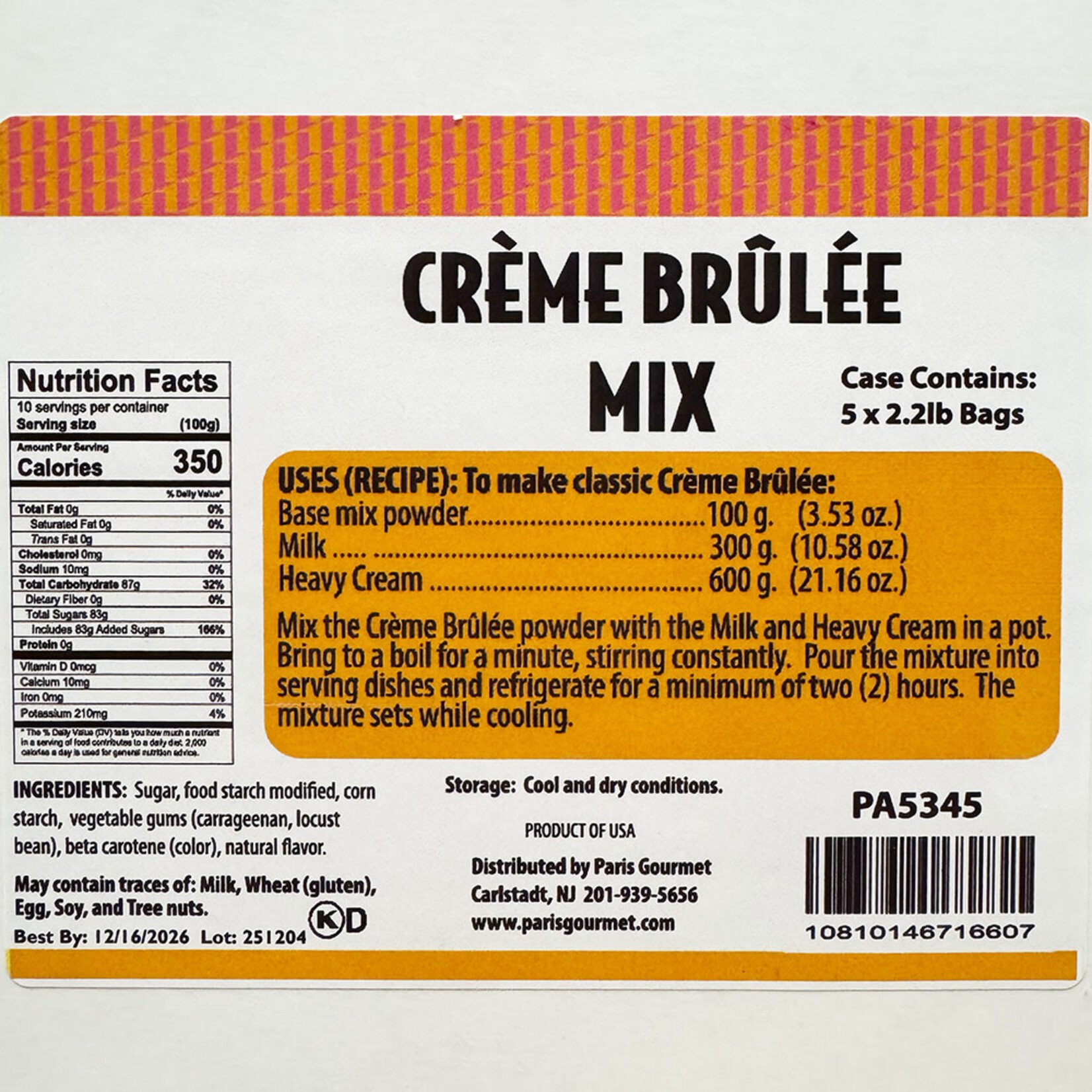 Pastry 1 Pastry 1 - Creme Brulee Mix - 2.2 lb