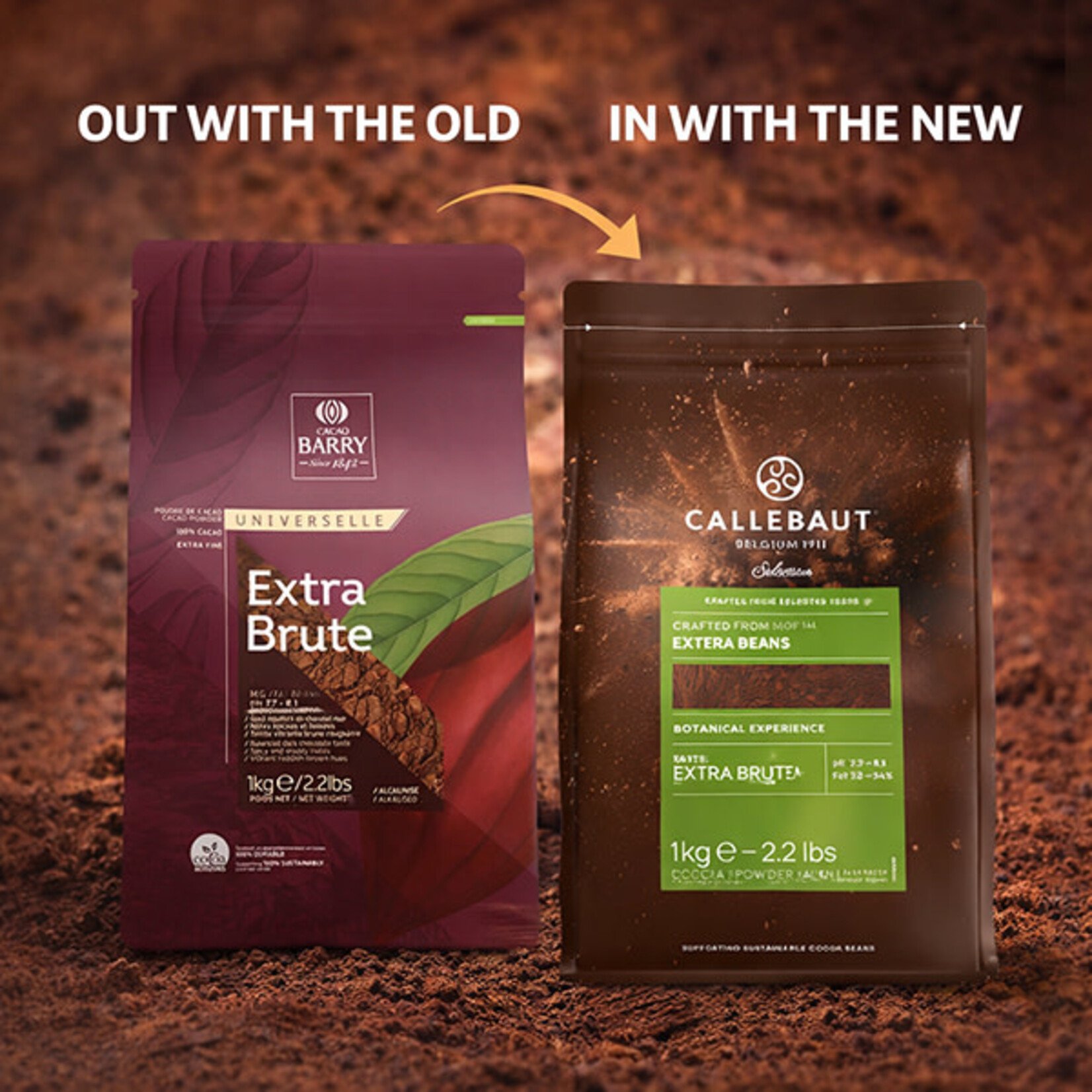 Cacao Barry Callebaut - Extra Brute Cocoa Powder 22-24% - 2.2 lb (box of 6)