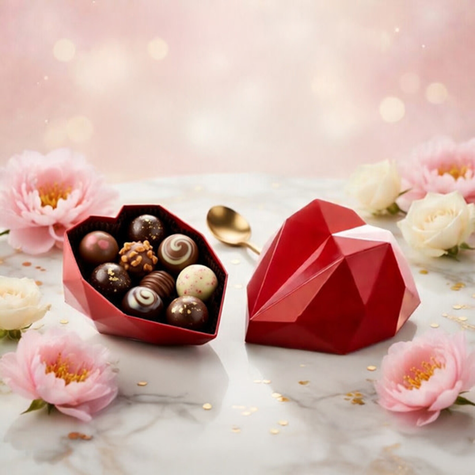 Dobla Dobla - Red Chocolate Heart Coupole (36 ct)