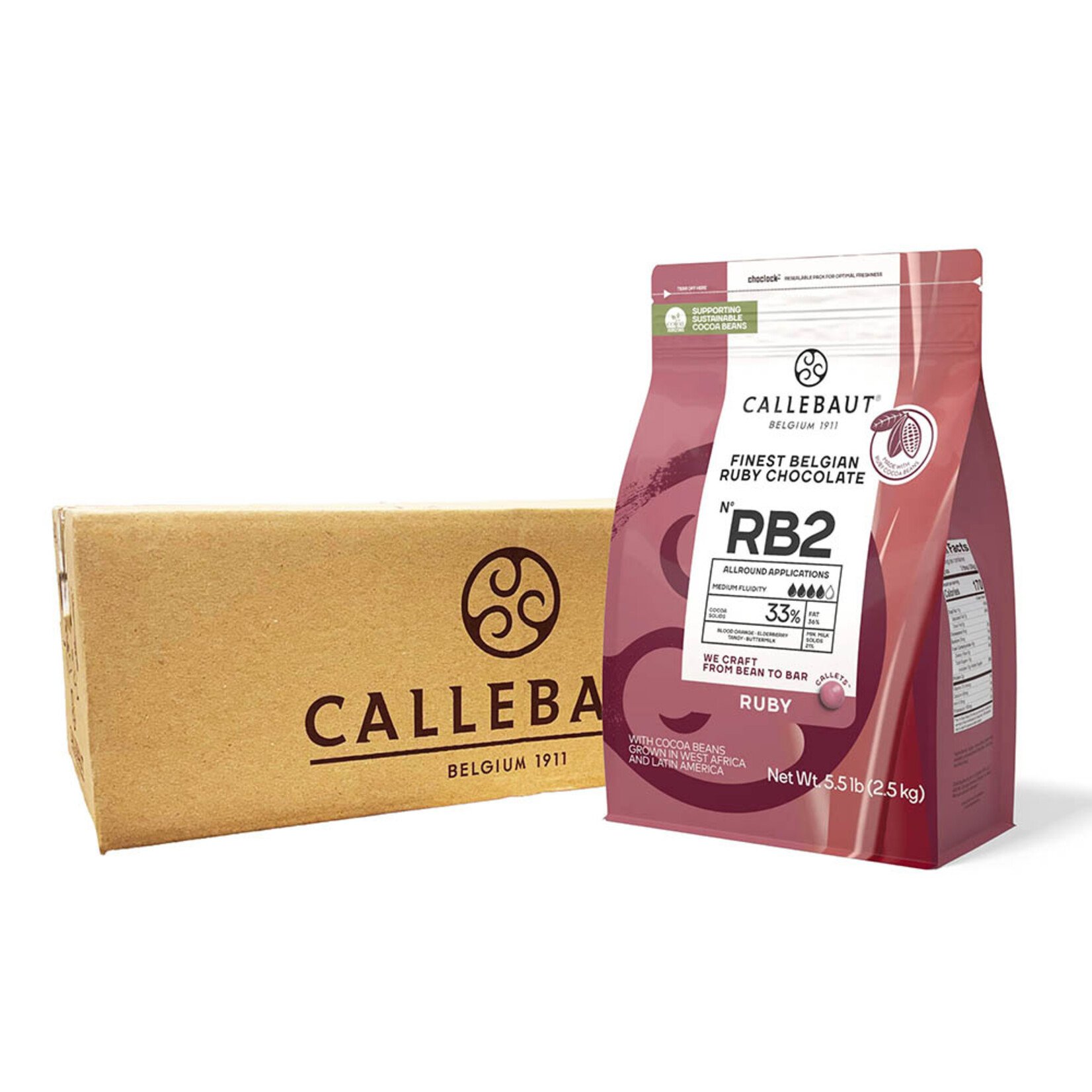 Callebaut Callebaut - Ruby Chocolate RB2 32.8% - 5.5 lb (box of 4)
