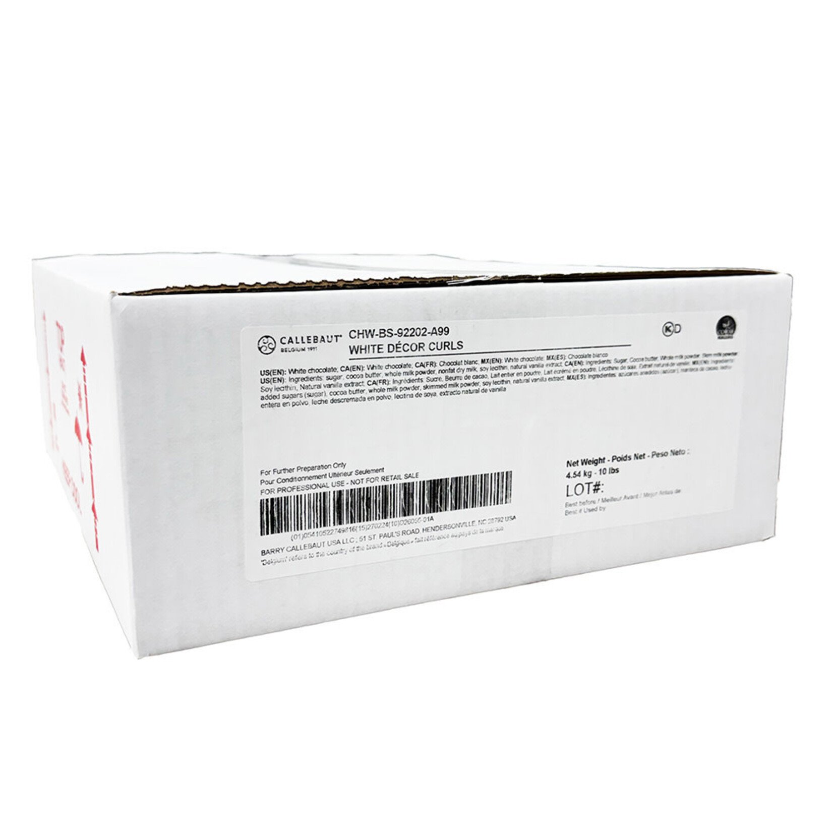 Callebaut Callebaut - White Chocolate Curls - 10 lb