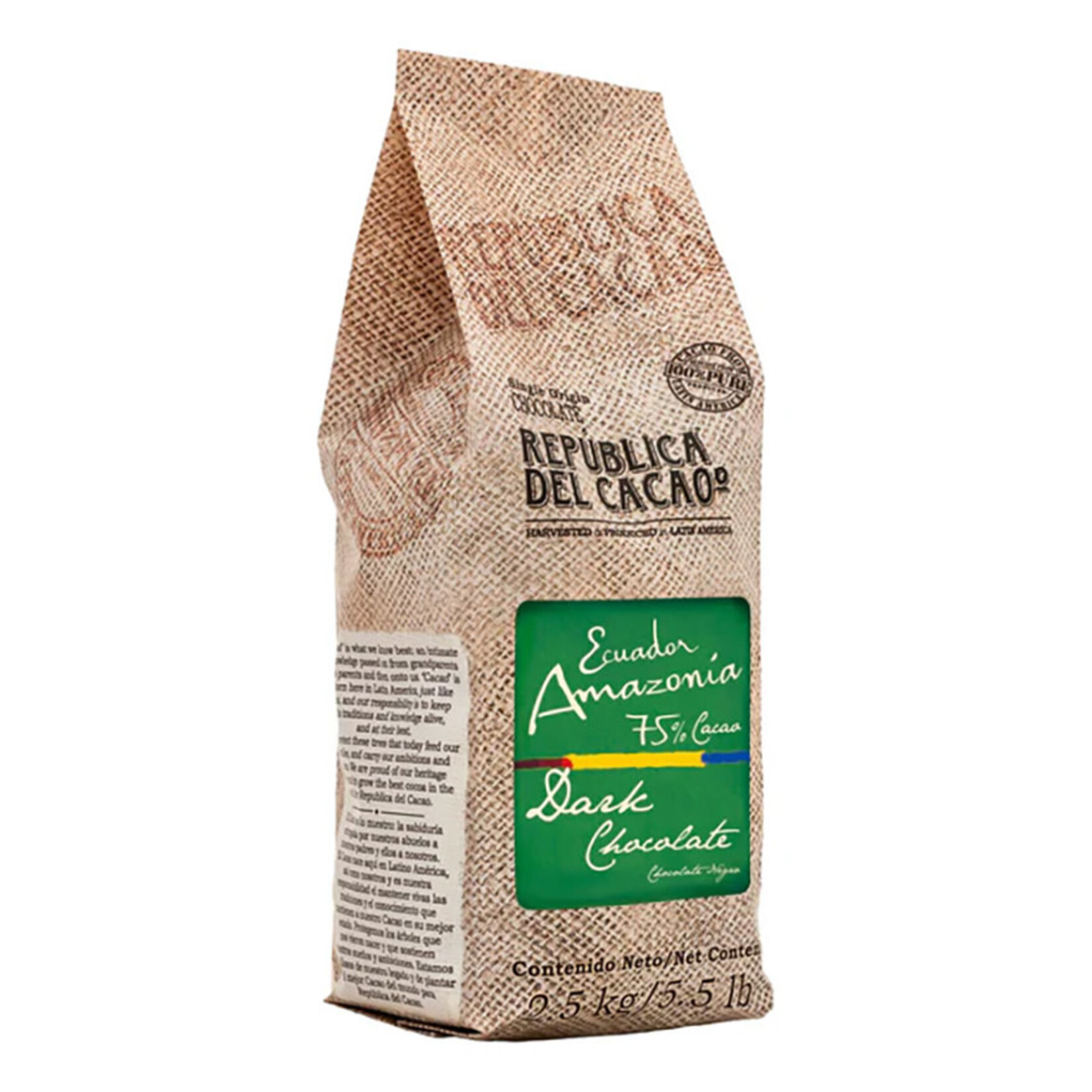Republica del Cacao Republica del Cacao - Amazonia Dark Chocolate 75% - 5.5 lb (box of 4)