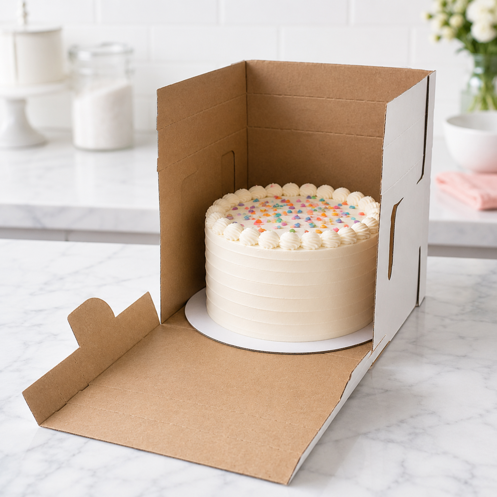 Enjay Enjay - Cake box - Corrugated w/ window - 10x10x12''
