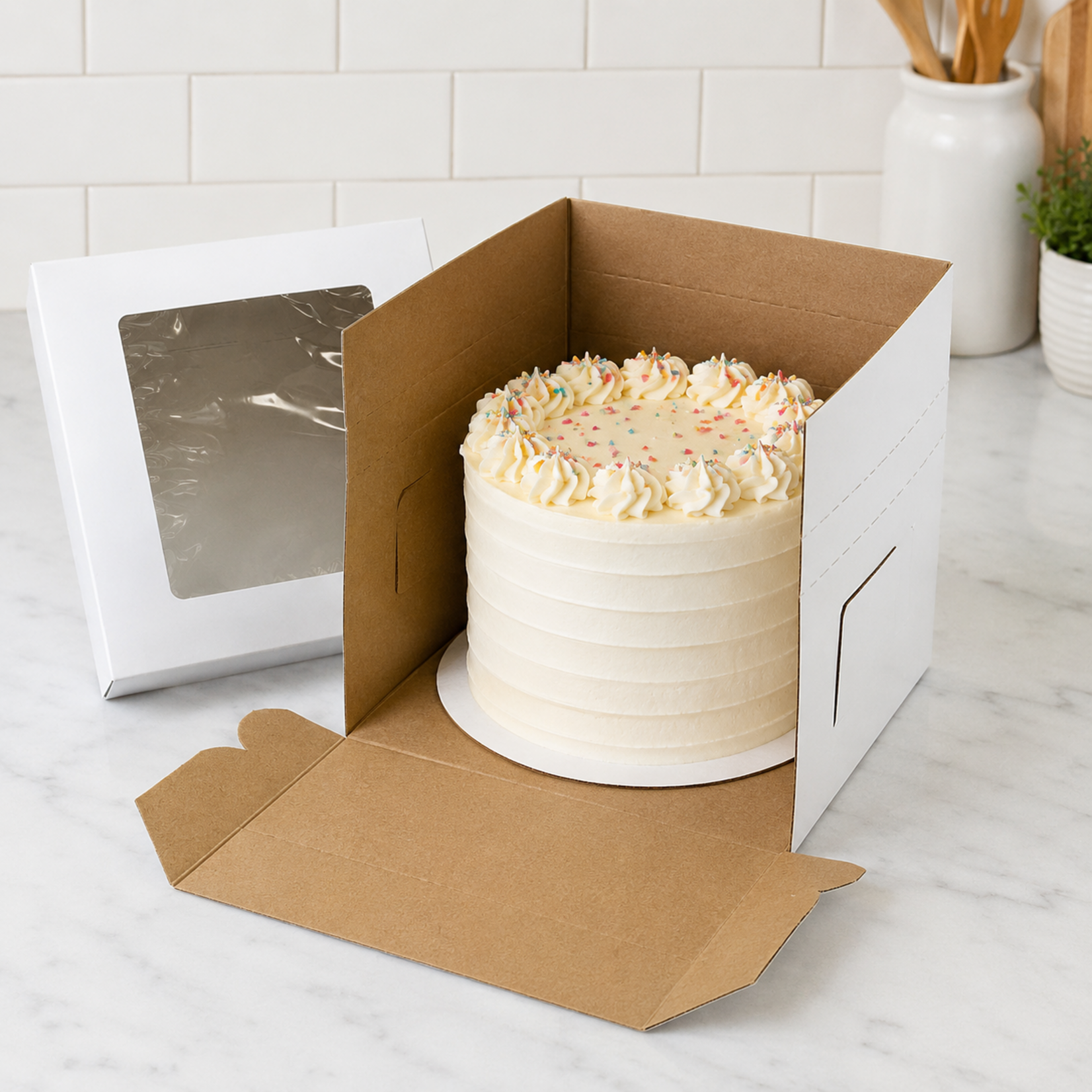 Enjay Enjay - Cake box - Corrugated w/ window - 12x12x12''