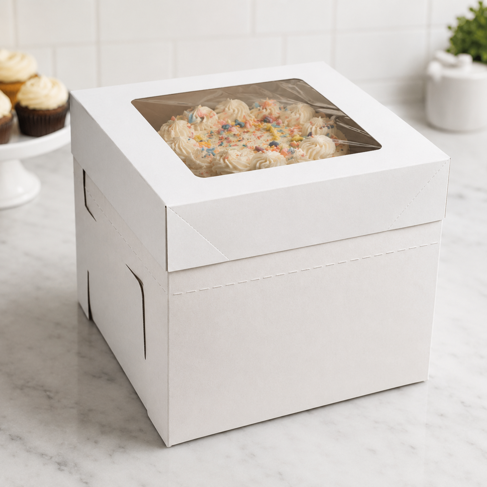 Enjay Enjay - Cake box - Corrugated w/window - 12x12x12'' (box of 25)