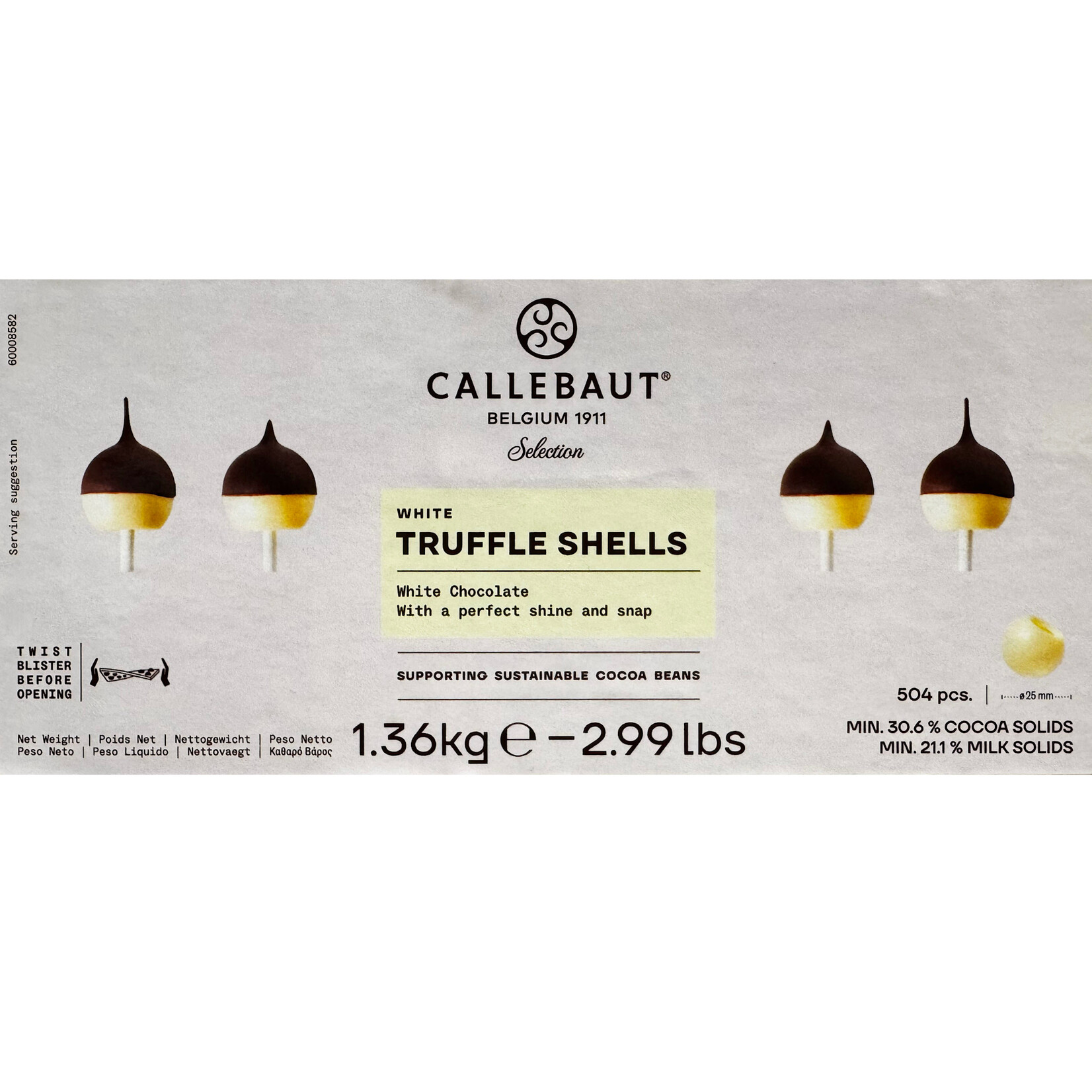 Callebaut Callebaut - White Chocolate Truffle Shells - 1" (504 ct)
