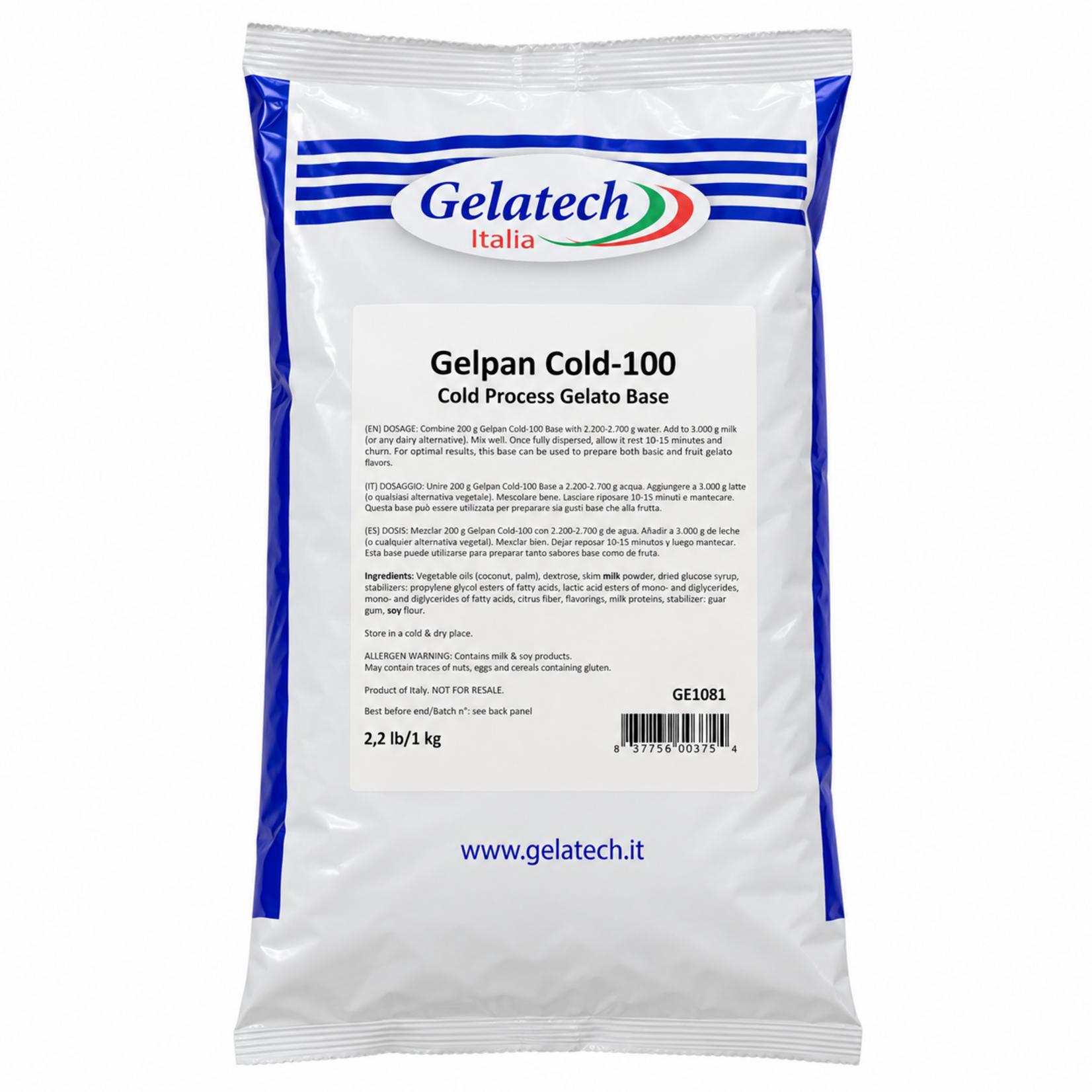 Gelatech Gelatech - Gelpan Cold-100 Cold Process Gelato Base - 2.2 lb