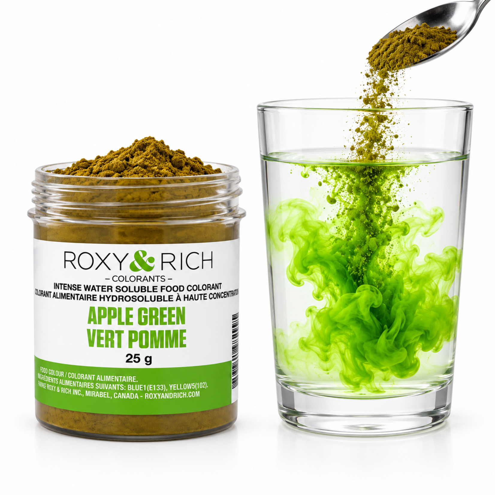 Roxy & Rich Roxy & Rich - Water Soluble Powdered Color, Apple Green - 25 g
