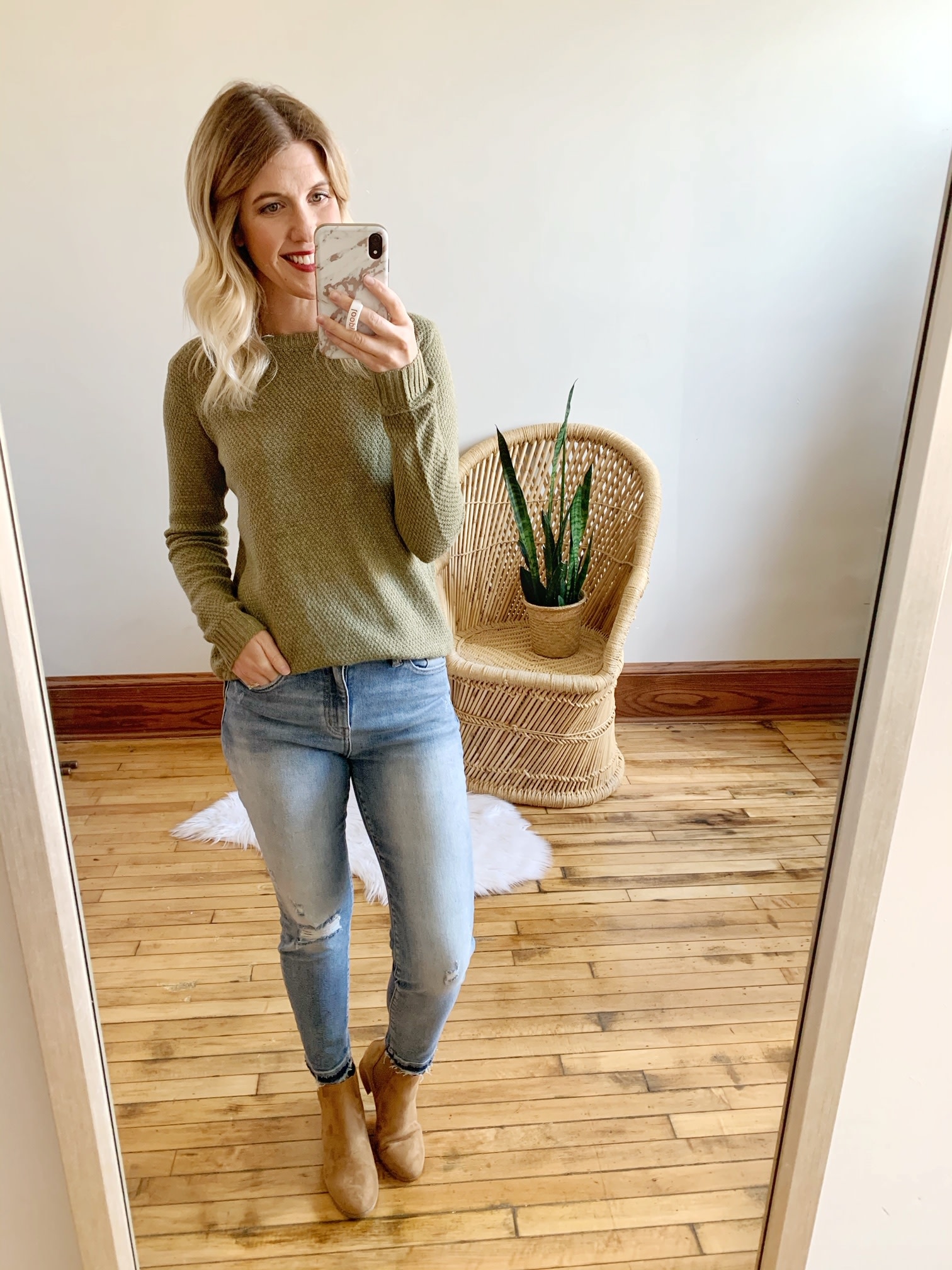 light wash distressed jeans