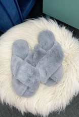 Cora Gray Fuzzy Slippers