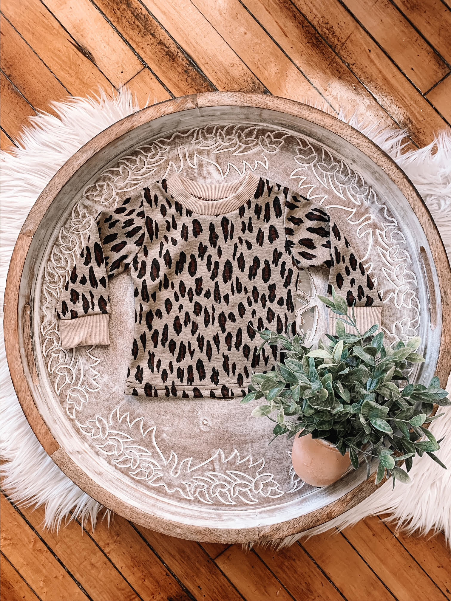 Toddler Taupe Leopard Sweater