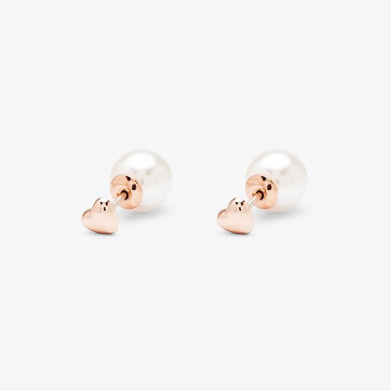Pearl + Heart Double Sided Stud