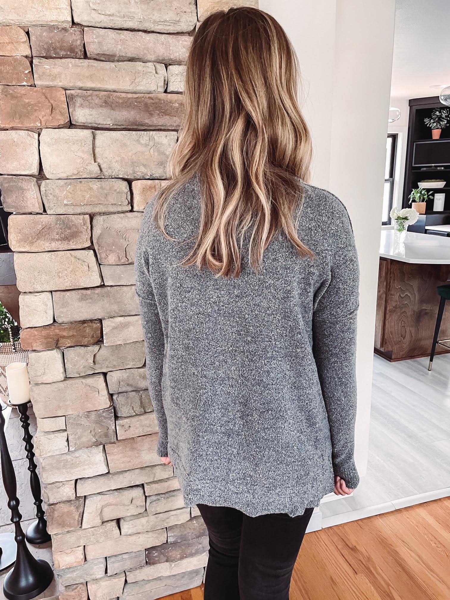 Megan Charcoal Fuzzy Sweater