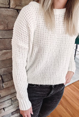 Emersyn White Waffle Knit Sweater