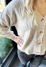 Meg Taupe Cable Knit Cardigan