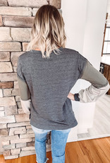 Charcoal Color Block Terry Pullover