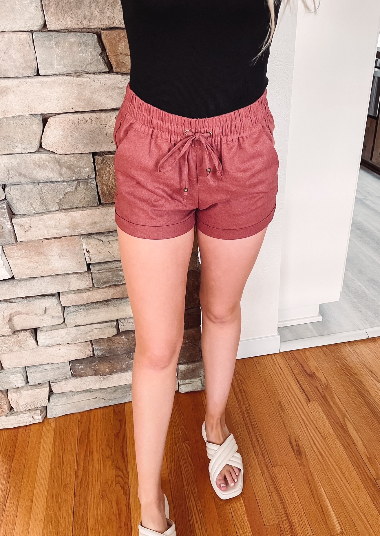 Luna Rust Viscose Shorts