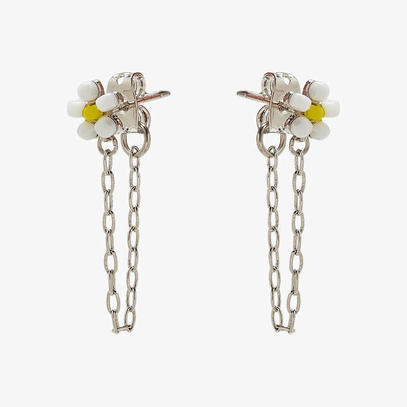 Daisy Seed Bead Chain Wrap Earrings