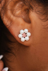 Bitty Pearl Flower Stud Earrings