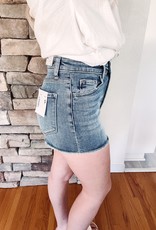 Maiah Button Up Mid Wash Shorts
