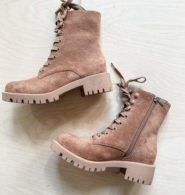 Zoey Lace Up Taupe Boots