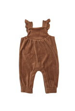 Mocha Bisque Velour Ruffle Overall