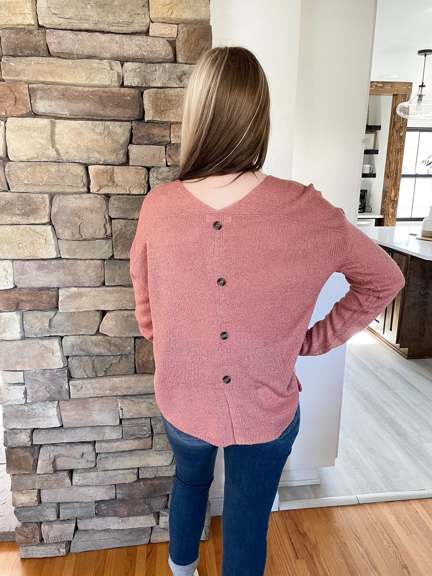 Emma Mauve Button Sweater